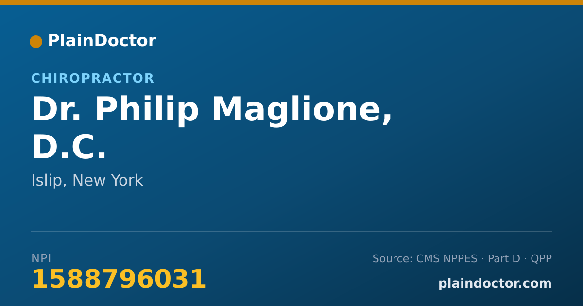 Shareable card for Philip Maglione, D.C. - Chiropractor, Islip, NY