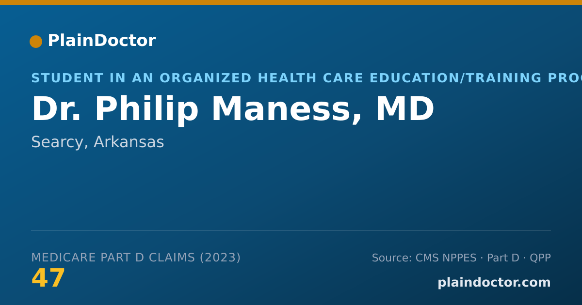 Shareable card for Philip Maness, MD - Student in an Organized Health Care Education/Training Program, Searcy, AR