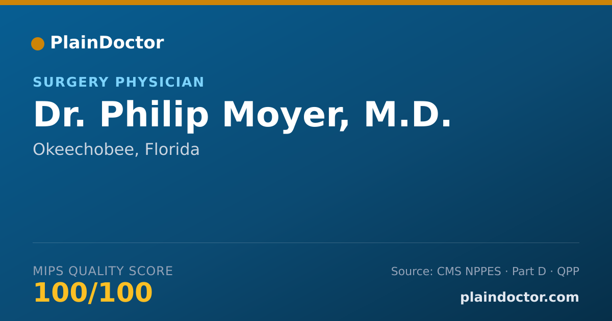 Shareable card for Philip Moyer, M.D. - Surgery Physician, Okeechobee, FL