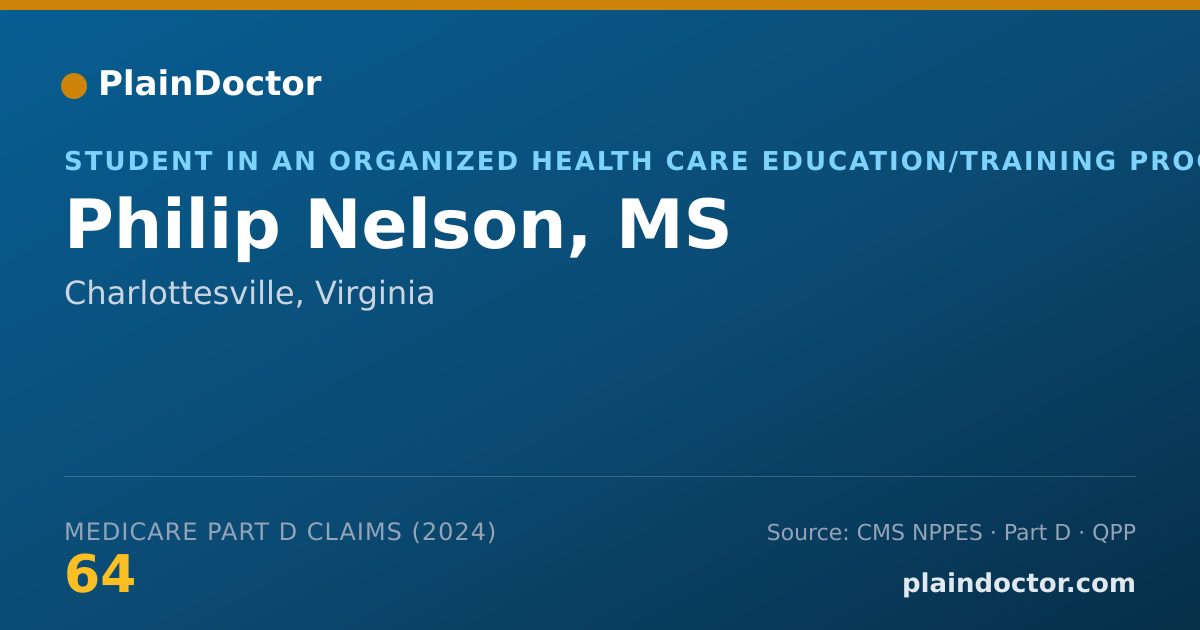 Shareable card for Philip Nelson, MS - Student in an Organized Health Care Education/Training Program, Charlottesville, VA