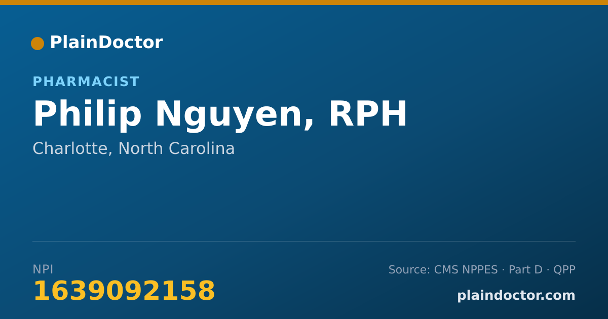 Shareable card for Philip Nguyen, RPH - Pharmacist, Charlotte, NC