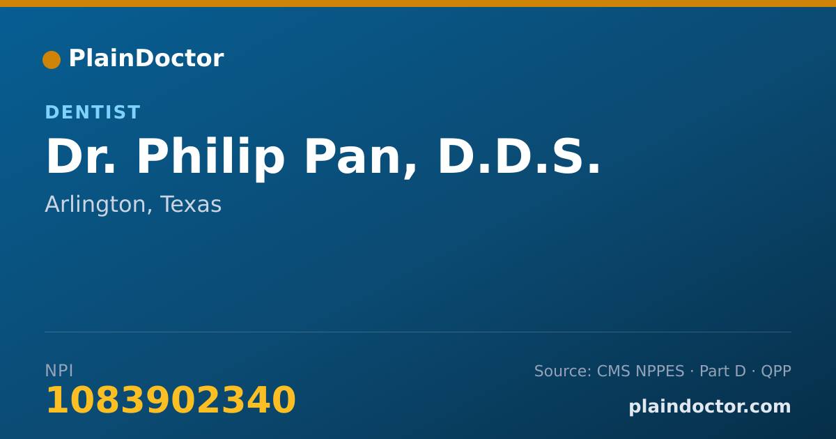 Shareable card for Philip Pan, D.D.S. - Dentist, Arlington, TX