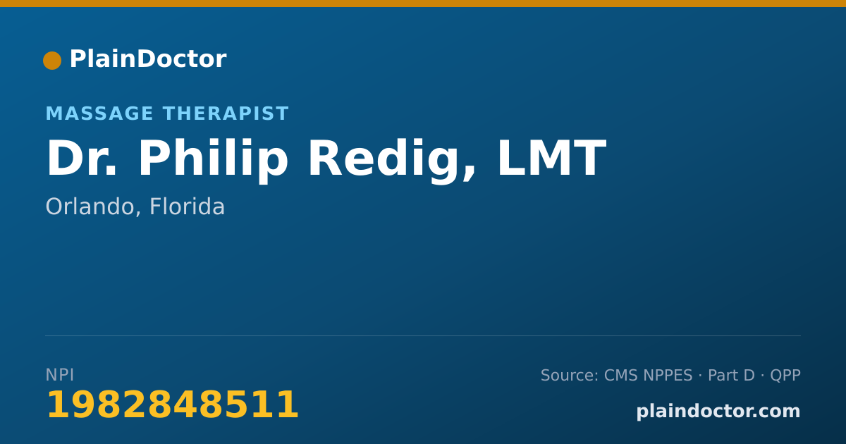 Shareable card for Philip Redig, LMT - Massage Therapist, Orlando, FL