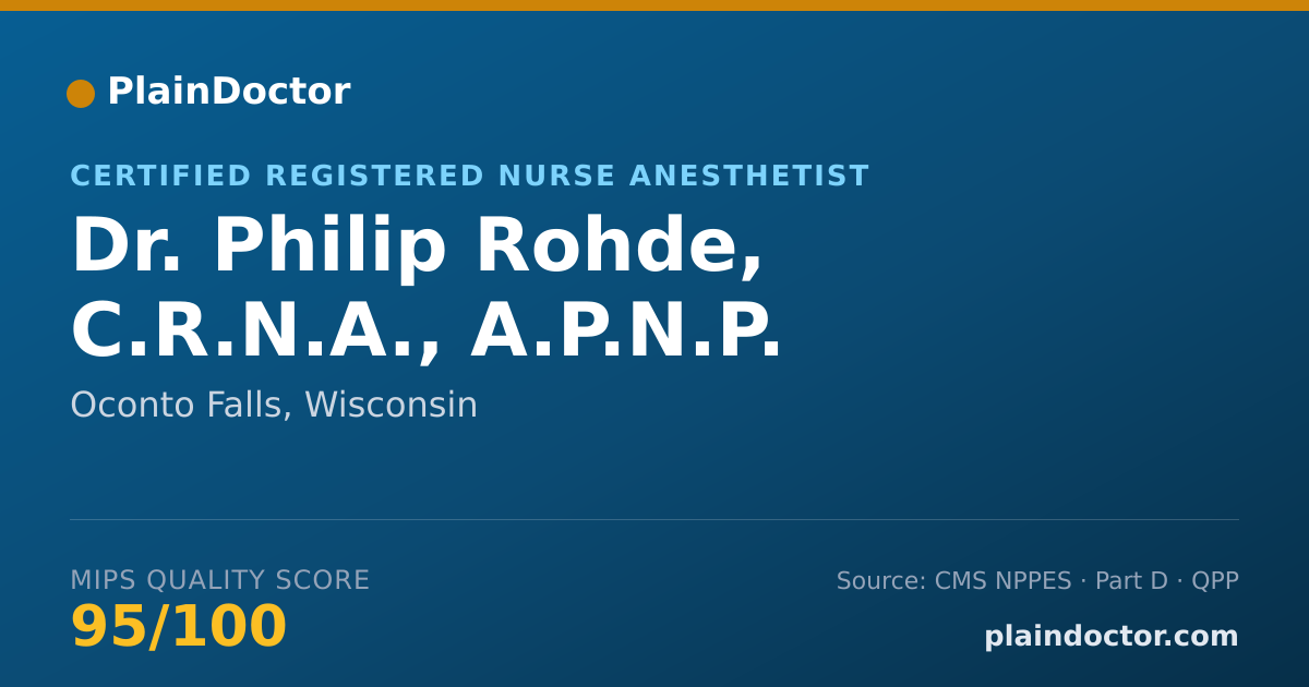 Shareable card for Philip Rohde, C.R.N.A., A.P.N.P. - Certified Registered Nurse Anesthetist, Oconto Falls, WI