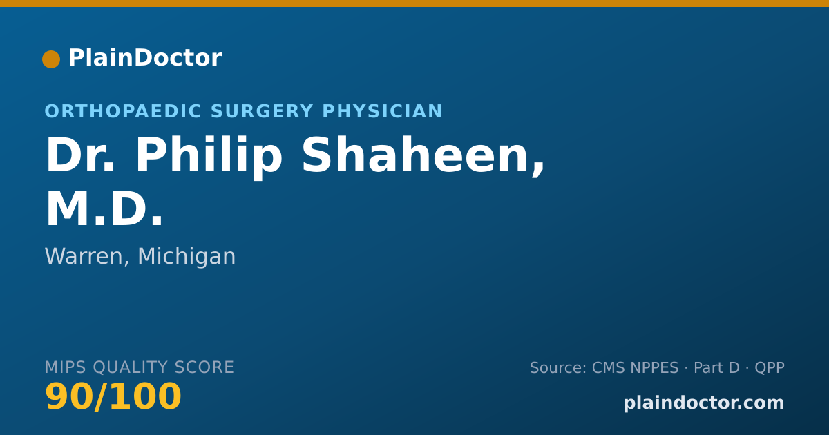 Shareable card for Philip Shaheen, M.D. - Orthopaedic Surgery Physician, Warren, MI