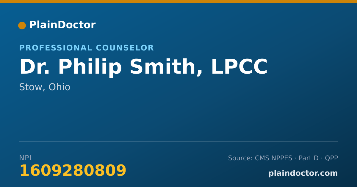 Shareable card for Philip Smith, LPCC - Professional Counselor, Stow, OH