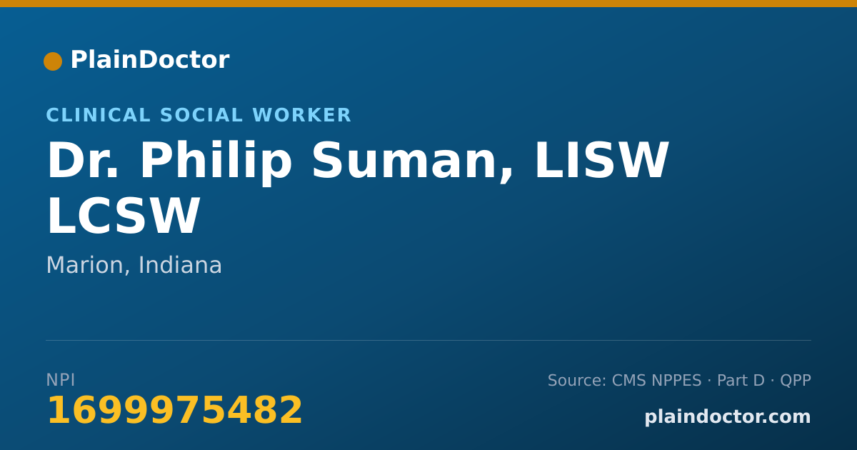 Shareable card for Philip Suman, LISW LCSW - Clinical Social Worker, Marion, IN