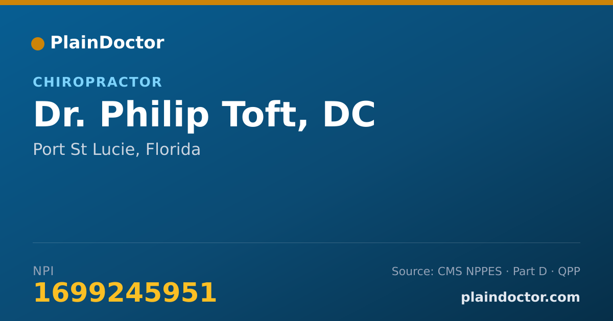 Shareable card for Philip Toft, DC - Chiropractor, Port St Lucie, FL