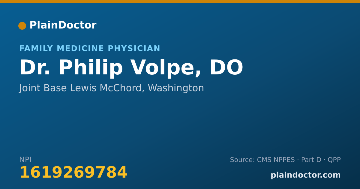 Shareable card for Philip Volpe, DO - Family Medicine Physician, Joint Base Lewis McChord, WA