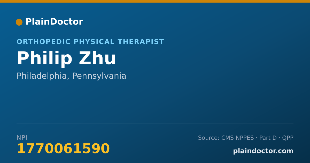 Shareable card for Philip Zhu - Orthopedic Physical Therapist, Philadelphia, PA