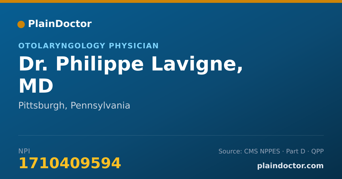 Shareable card for Philippe Lavigne, MD - Otolaryngology Physician, Pittsburgh, PA