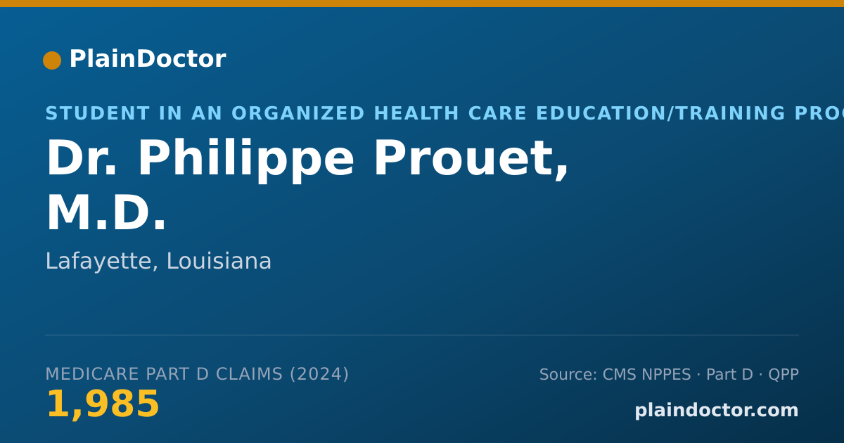 Shareable card for Philippe Prouet, M.D. - Student in an Organized Health Care Education/Training Program, Lafayette, LA