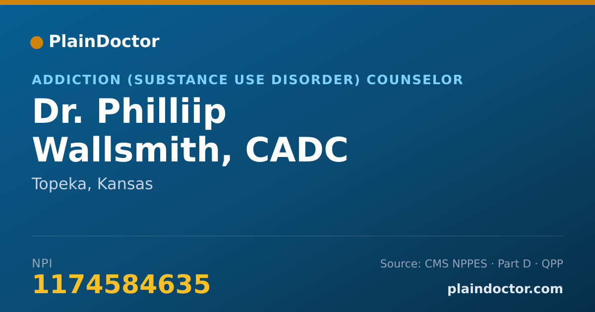 Shareable card for Philliip Wallsmith, CADC - Addiction (Substance Use Disorder) Counselor, Topeka, KS