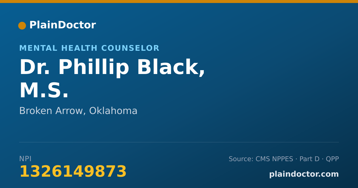 Shareable card for Phillip Black, M.S. - Mental Health Counselor, Broken Arrow, OK