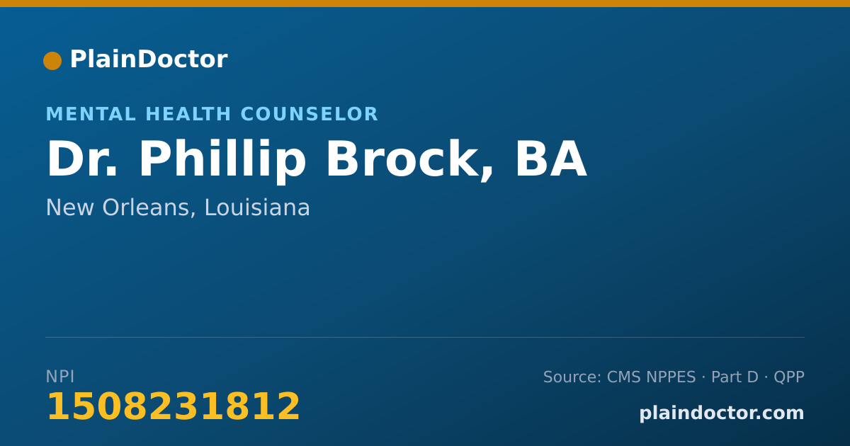Shareable card for Phillip Brock, BA - Mental Health Counselor, New Orleans, LA