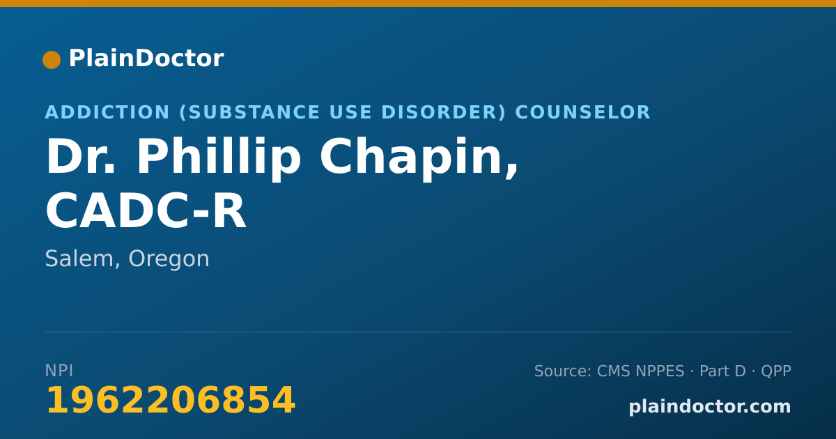 Shareable card for Phillip Chapin, CADC-R - Addiction (Substance Use Disorder) Counselor, Salem, OR