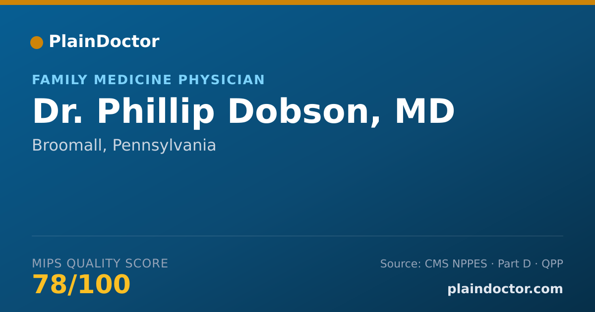 Shareable card for Phillip Dobson, MD - Family Medicine Physician, Broomall, PA