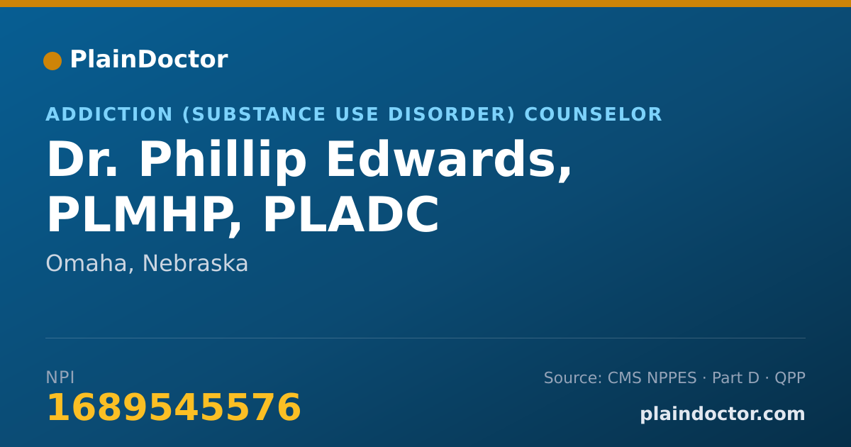 Shareable card for Phillip Edwards, PLMHP, PLADC - Addiction (Substance Use Disorder) Counselor, Omaha, NE