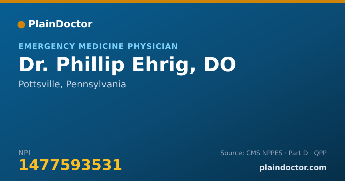 Shareable card for Phillip Ehrig, DO - Emergency Medicine Physician, Pottsville, PA