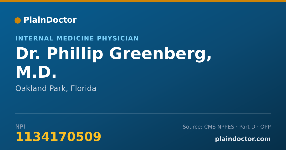 Shareable card for Phillip Greenberg, M.D. - Internal Medicine Physician, Oakland Park, FL