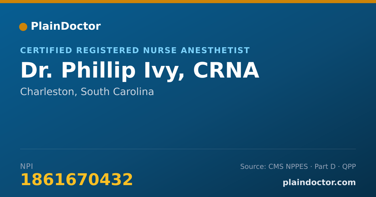 Shareable card for Phillip Ivy, CRNA - Certified Registered Nurse Anesthetist, Charleston, SC