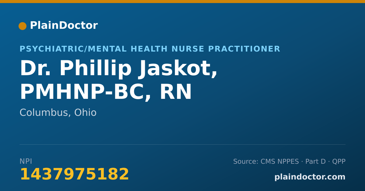 Shareable card for Phillip Jaskot, PMHNP-BC, RN - Psychiatric/Mental Health Nurse Practitioner, Columbus, OH
