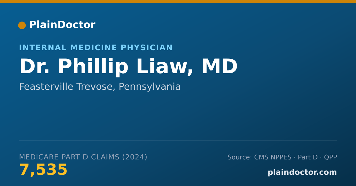 Shareable card for Phillip Liaw, MD - Internal Medicine Physician, Feasterville Trevose, PA