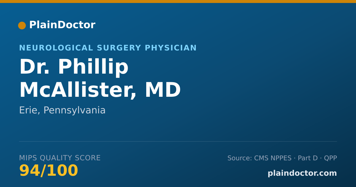 Shareable card for Phillip McAllister, MD - Neurological Surgery Physician, Erie, PA