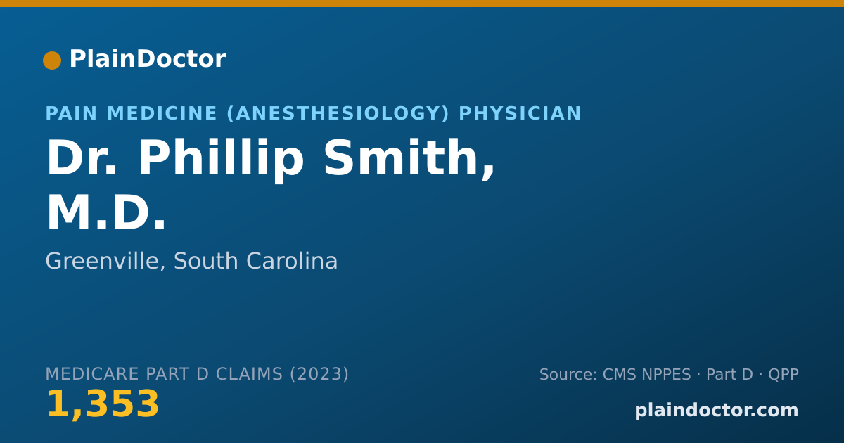 Shareable card for Phillip Smith, M.D. - Pain Medicine (Anesthesiology) Physician, Greenville, SC