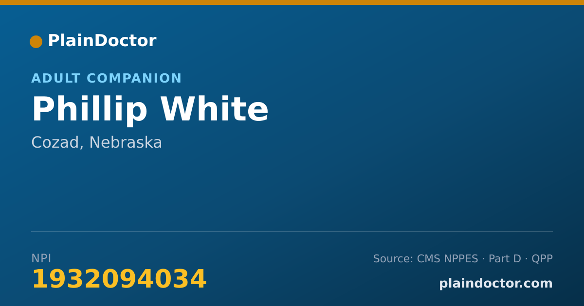 Shareable card for Phillip White - Adult Companion, Cozad, NE