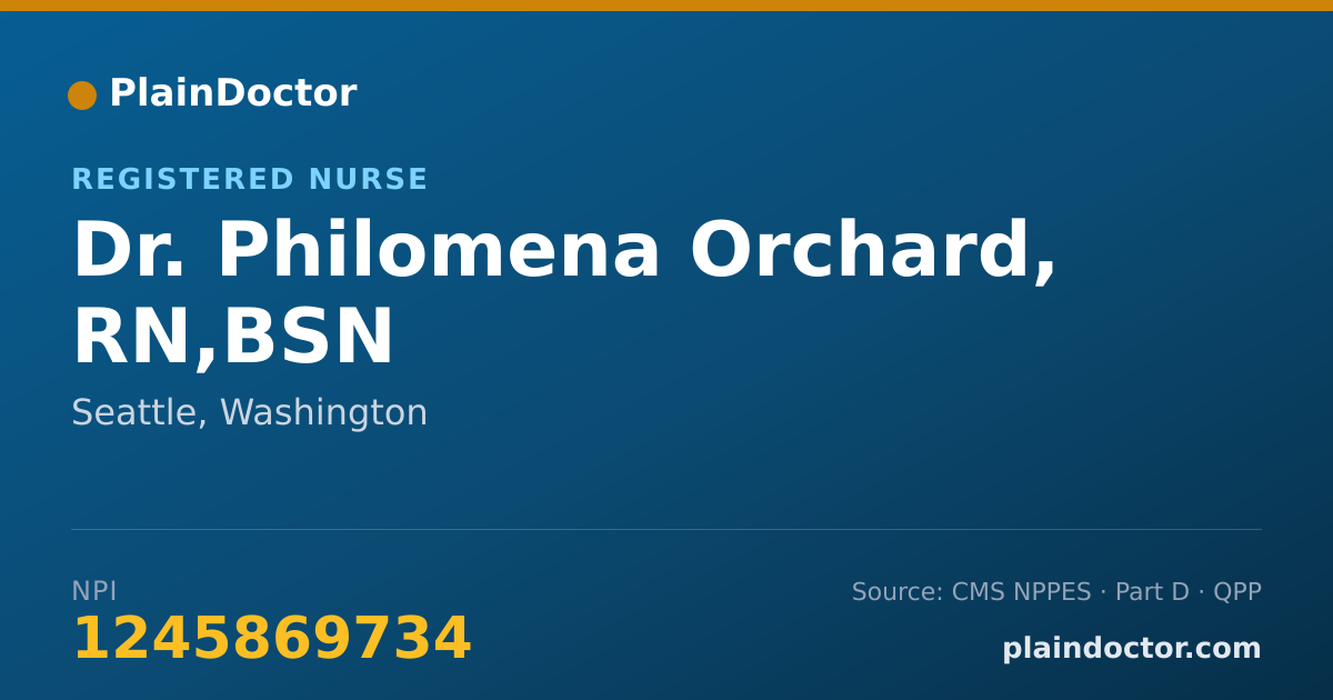 Shareable card for Philomena Orchard, RN,BSN - Registered Nurse, Seattle, WA