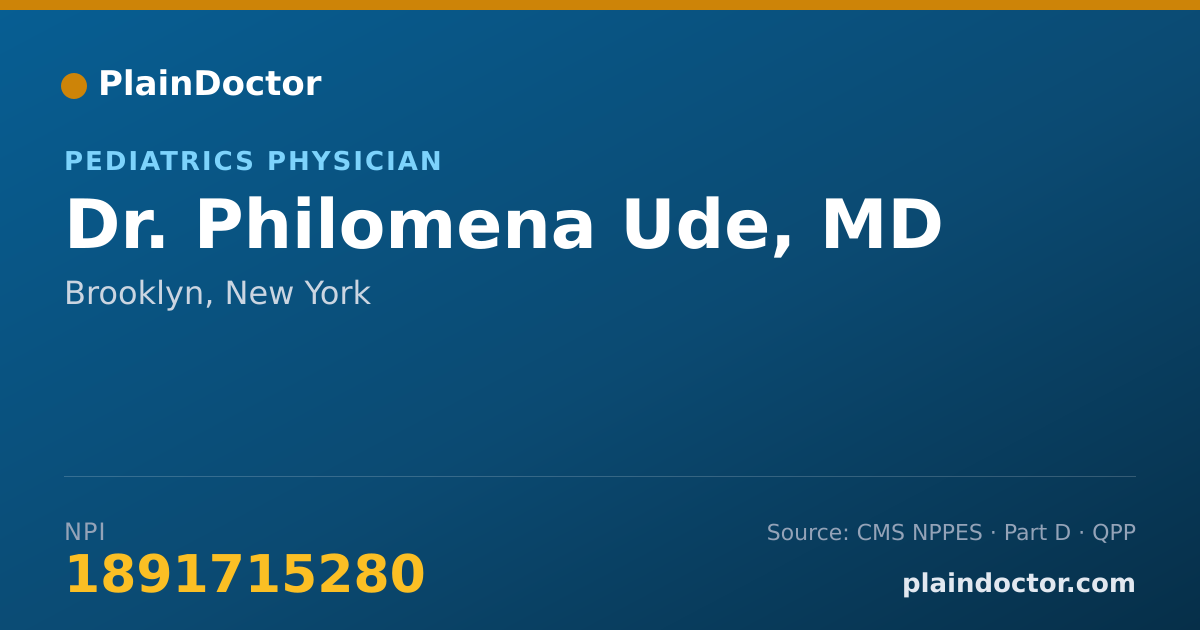 Shareable card for Philomena Ude, MD - Pediatrics Physician, Brooklyn, NY