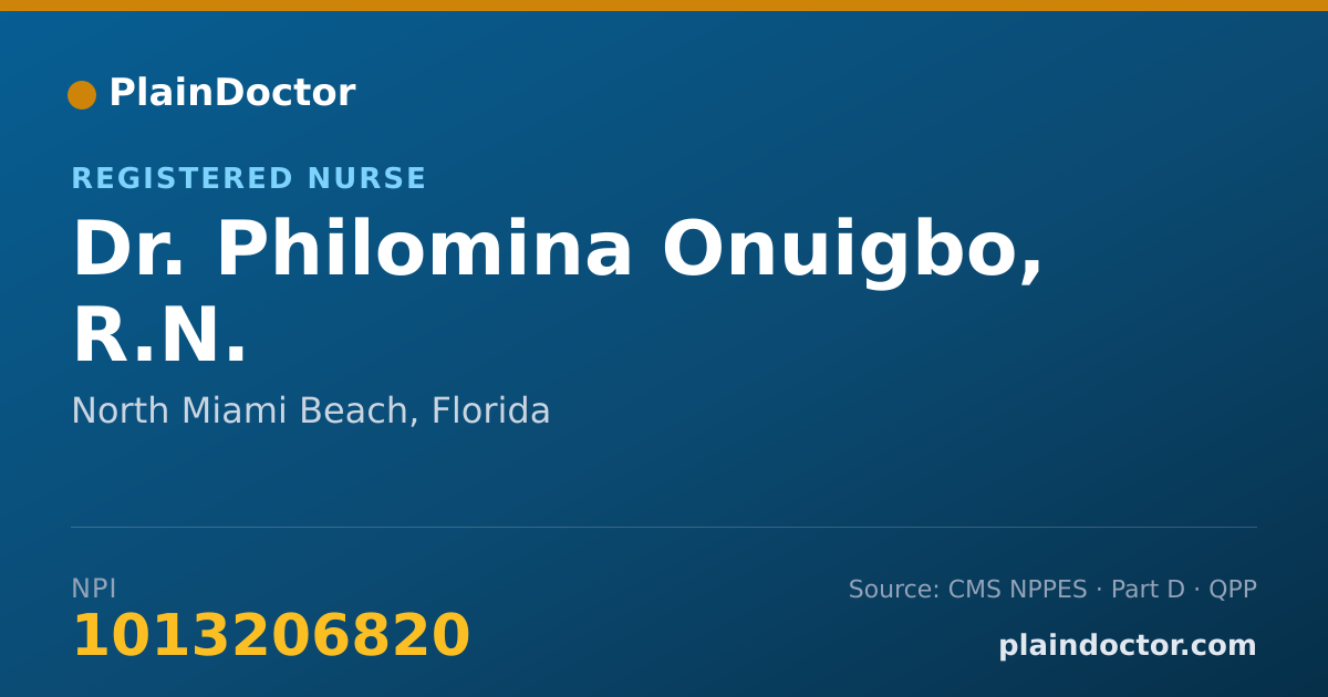 Shareable card for Philomina Onuigbo, R.N. - Registered Nurse, North Miami Beach, FL
