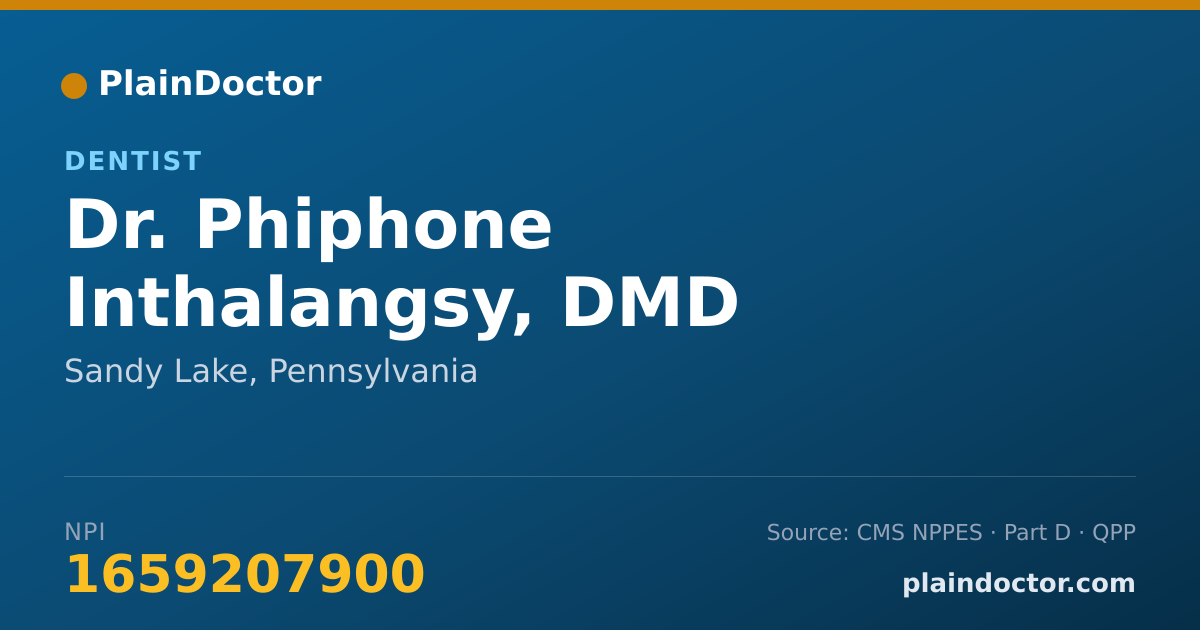Shareable card for Phiphone Inthalangsy, DMD - Dentist, Sandy Lake, PA