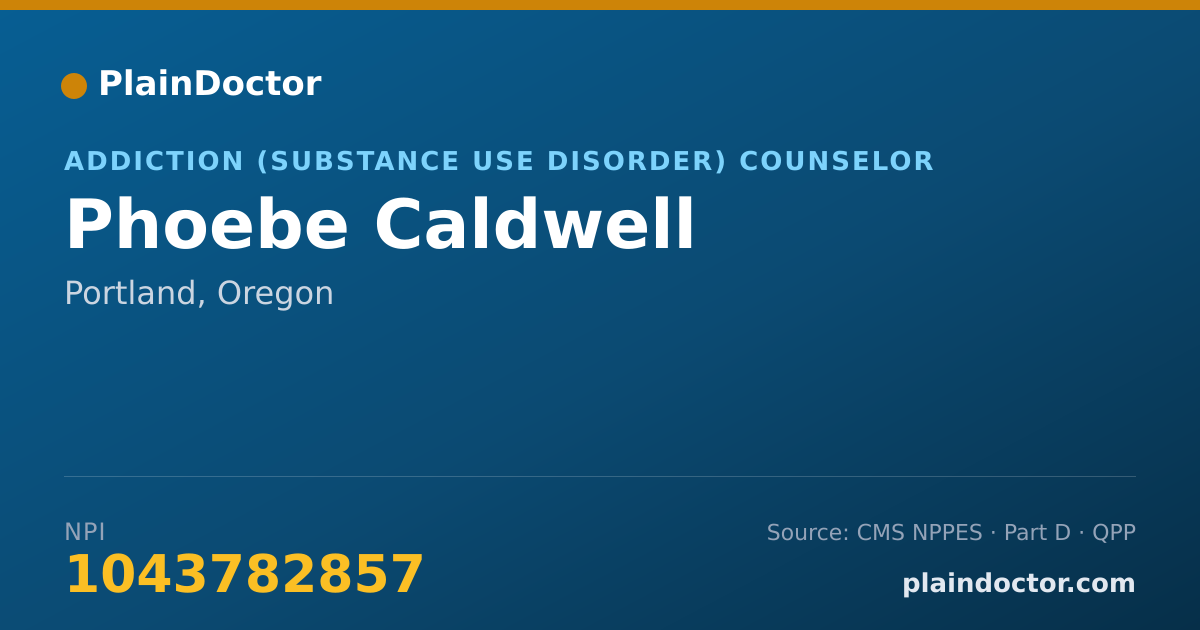 Shareable card for Phoebe Caldwell - Addiction (Substance Use Disorder) Counselor, Portland, OR