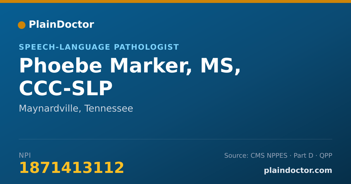 Shareable card for Phoebe Marker, MS, CCC-SLP - Speech-Language Pathologist, Maynardville, TN