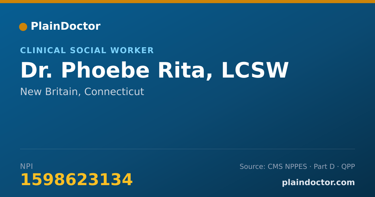 Shareable card for Phoebe Rita, LCSW - Clinical Social Worker, New Britain, CT