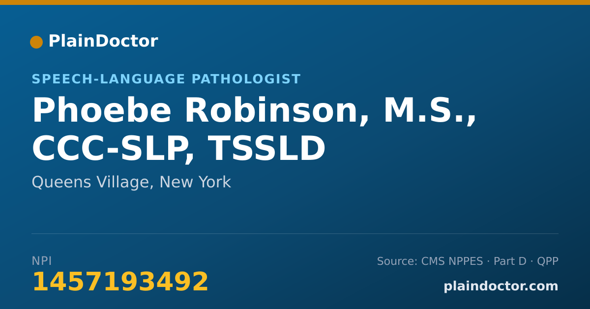 Shareable card for Phoebe Robinson, M.S., CCC-SLP, TSSLD - Speech-Language Pathologist, Queens Village, NY
