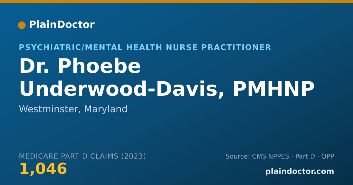 Shareable card for Phoebe Underwood-Davis, PMHNP - Psychiatric/Mental Health Nurse Practitioner, Westminster, MD