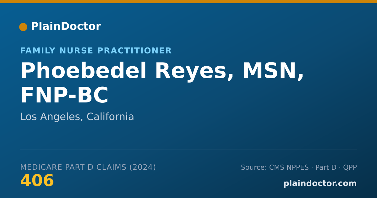 Shareable card for Phoebedel Reyes, MSN, FNP-BC - Family Nurse Practitioner, Los Angeles, CA