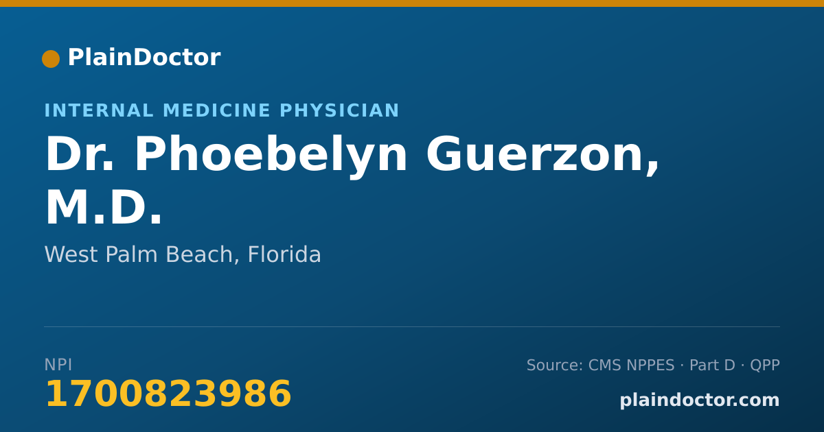 Shareable card for Phoebelyn Guerzon, M.D. - Internal Medicine Physician, West Palm Beach, FL