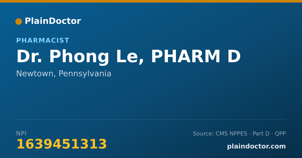 Shareable card for Phong Le, PHARM D - Pharmacist, Newtown, PA