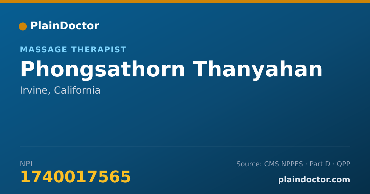 Shareable card for Phongsathorn Thanyahan - Massage Therapist, Irvine, CA