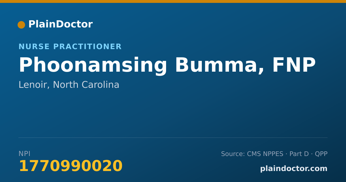 Shareable card for Phoonamsing Bumma, FNP - Nurse Practitioner, Lenoir, NC