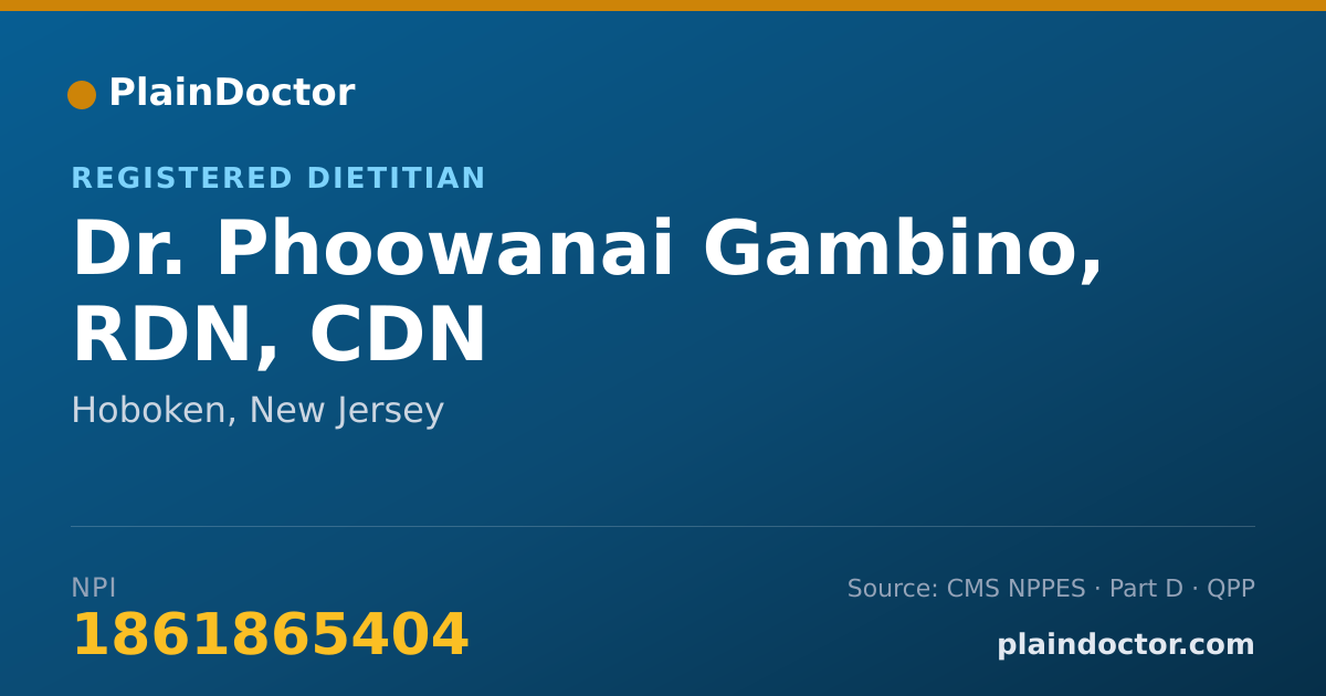 Shareable card for Phoowanai Gambino, RDN, CDN - Registered Dietitian, Hoboken, NJ