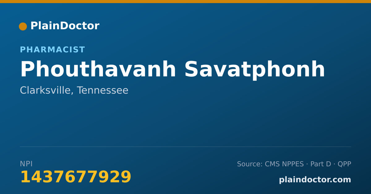 Shareable card for Phouthavanh Savatphonh - Pharmacist, Clarksville, TN