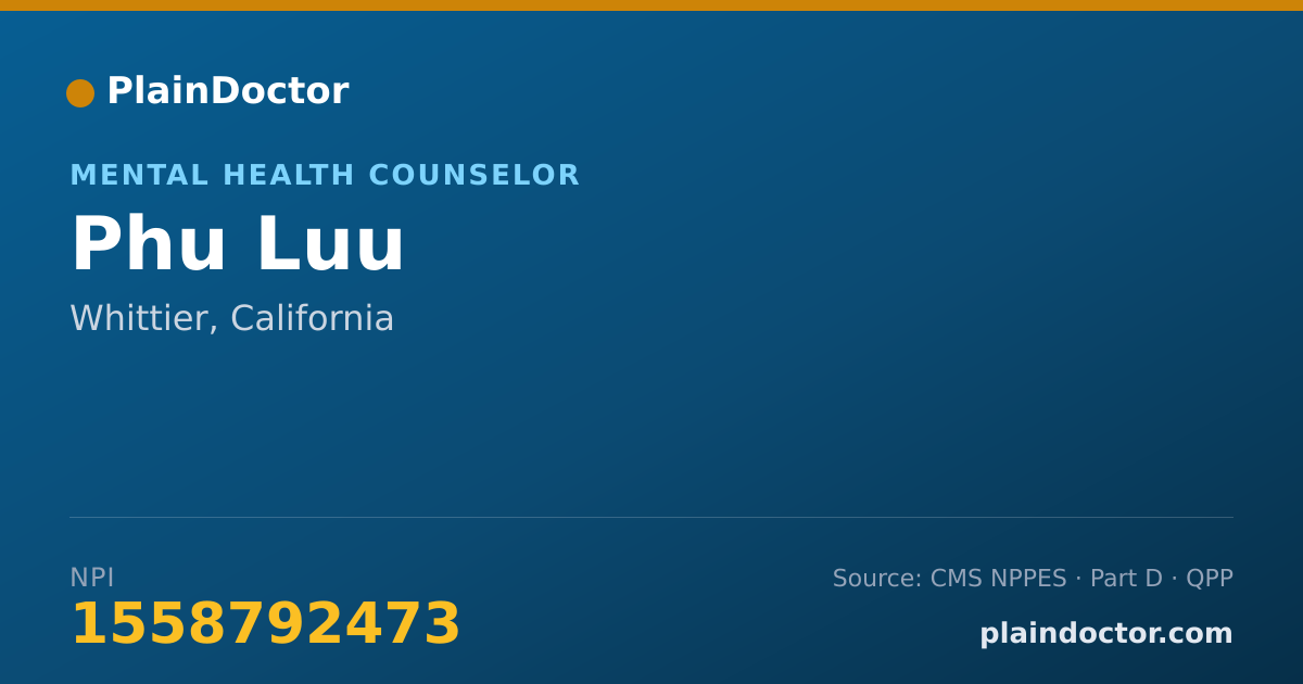 Shareable card for Phu Luu - Mental Health Counselor, Whittier, CA