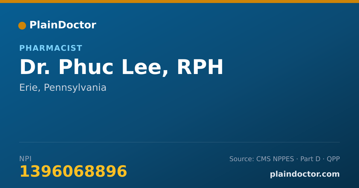 Shareable card for Phuc Lee, RPH - Pharmacist, Erie, PA