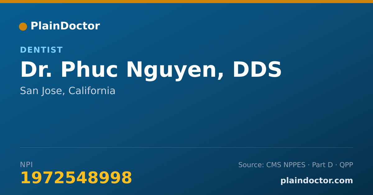 Shareable card for Phuc Nguyen, DDS - Dentist, San Jose, CA