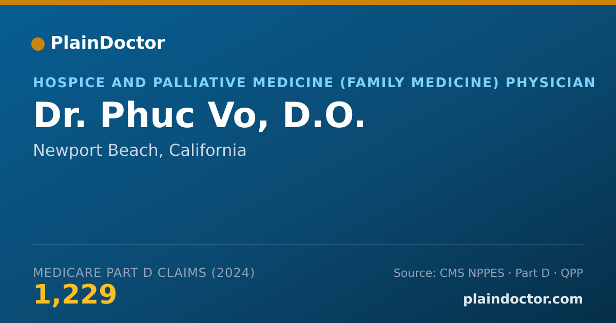 Shareable card for Phuc Vo, D.O. - Hospice and Palliative Medicine (Family Medicine) Physician, Newport Beach, CA